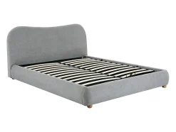 Lit coffre 180 x 200 cm - Tissu - Gris clair + Matelas - VANARI