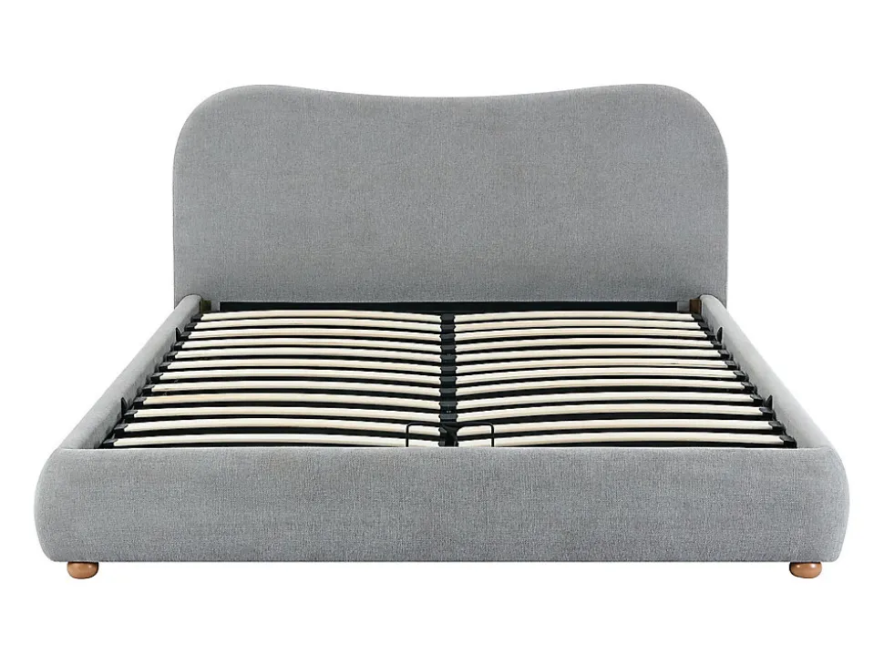 Lit coffre 180 x 200 cm - Tissu - Gris clair + Matelas - VANARI
