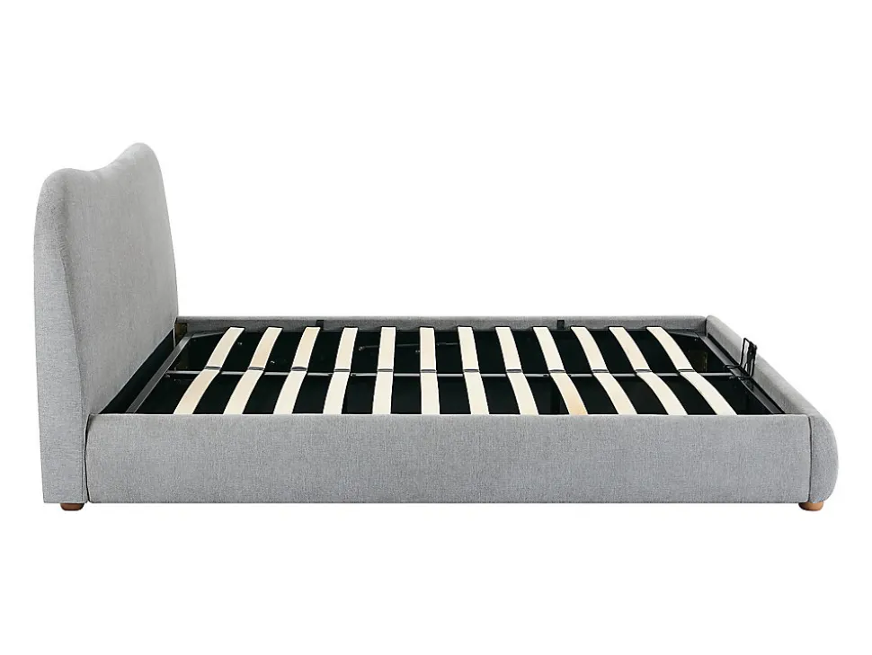 Lit coffre 180 x 200 cm - Tissu - Gris clair + Matelas - VANARI