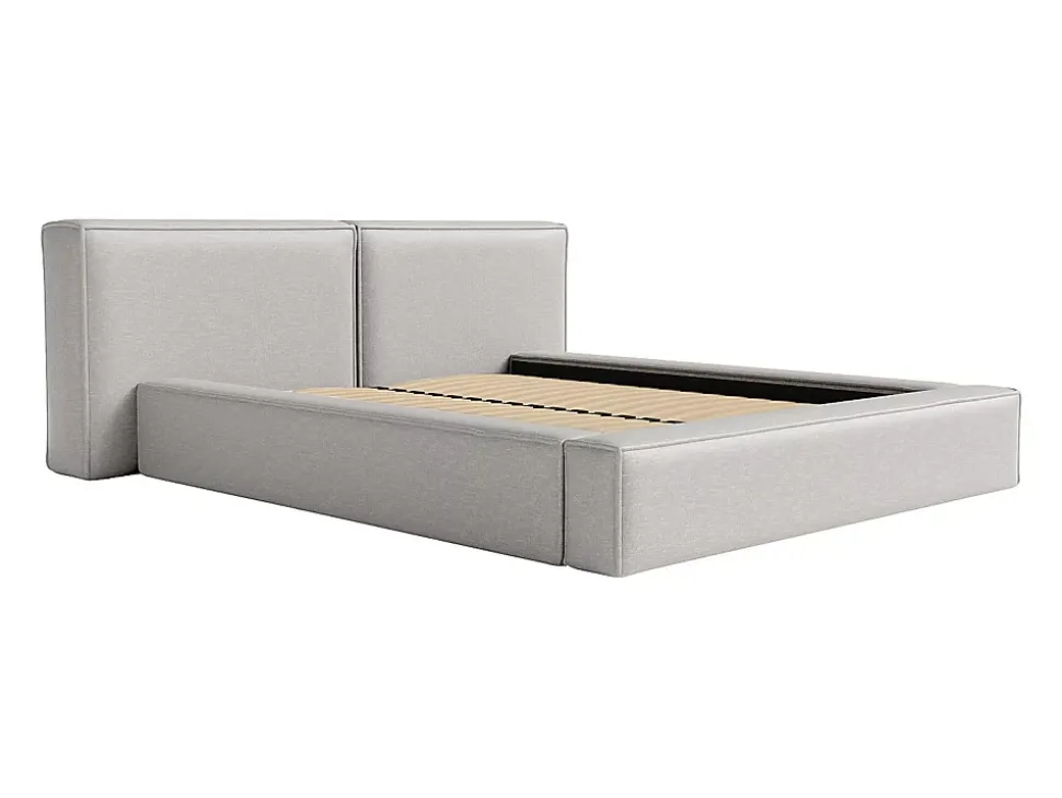 Lit coffre 140 x 190 cm - Tissu - Gris clair - TIMANO