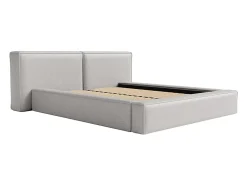 Lit coffre 140 x 190 cm - Tissu - Gris clair - TIMANO