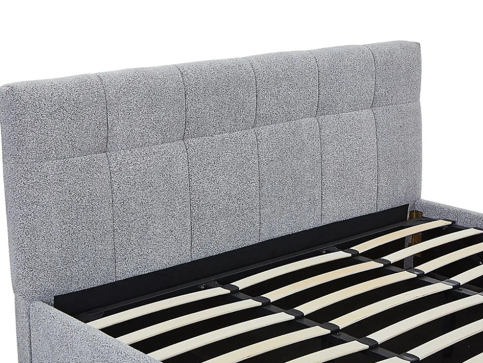 Lit coffre 180 x 200 cm - Tissu bouclette - Gris - MAZIRI
