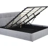 Lit coffre 180 x 200 cm - Tissu bouclette - Gris + Matelas - MAZIRI