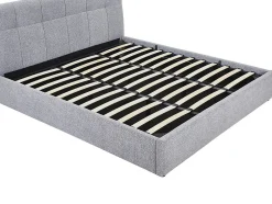Lit coffre 180 x 200 cm - Tissu bouclette - Gris + Matelas - MAZIRI
