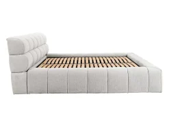 Lit coffre 180 x 200 cm - Tissu - Gris clair + Matelas - FORVIK