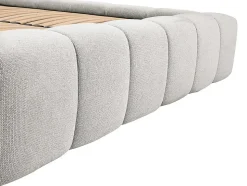 Lit coffre 180 x 200 cm - Tissu - Gris clair + Matelas - FORVIK