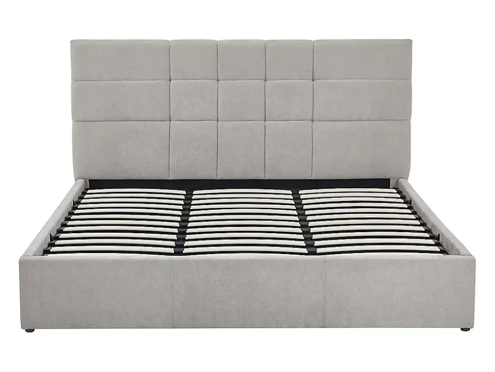 Lit coffre 180 x 200 cm - Tissu - Gris - HOPEYA