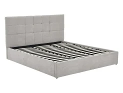 Lit coffre 180 x 200 cm - Tissu - Gris + Matelas - HOPEYA