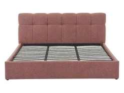 Lit coffre 180 x 200 cm - Tissu bouclette - Terracotta + Matelas - MAZIRI