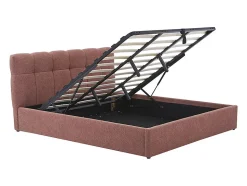 Lit coffre 180 x 200 cm - Tissu bouclette - Terracotta + Matelas - MAZIRI