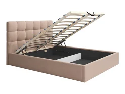 Lit coffre 200 x 200 cm - Velours - Beige - MIRDAL