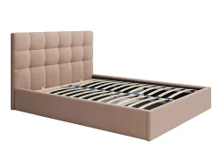 Lit coffre 200 x 200 cm - Velours - Beige - MIRDAL