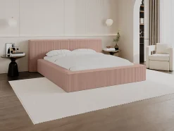 Lit coffre 180 x 200 cm - Velours côtelé - Rose - TIMANO