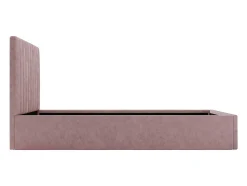 Lit coffre 90 x 190 cm avec tête de lit coutures verticales - Tissu - Rose + Matelas - SARAH