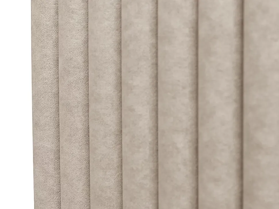 Lit coffre 160 x 200 cm avec tête de lit coutures verticales - Tissu - Taupe - SARAH II