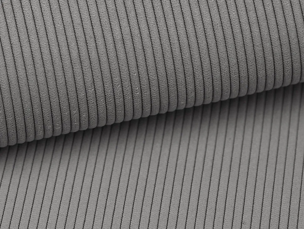 Lit coffre 160 x 200 cm avec tête de lit coutures verticales - Velours côtelé - Gris + Matelas - SARAH