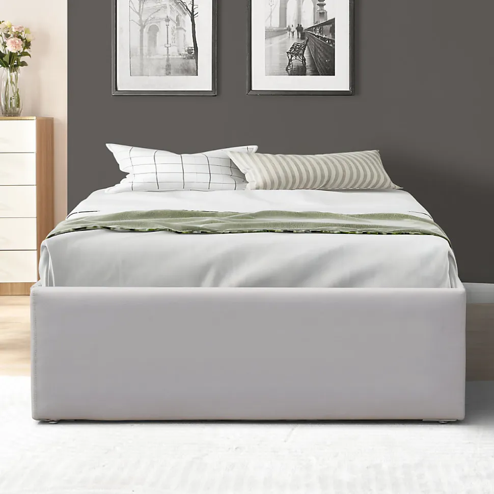 Lit coffre - 100x200 cm - montage rapide - 12 lattes - revetement facile d'entretien - design moderne - rangement optimise