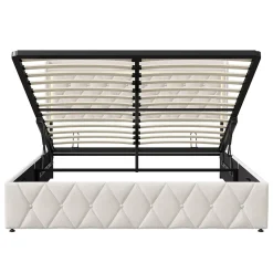 lit coffre 160 x 200,lit double 160 x 200 avec sommier,Tête de lit avec chargement USB et lumières LED réglables,velours,Beige