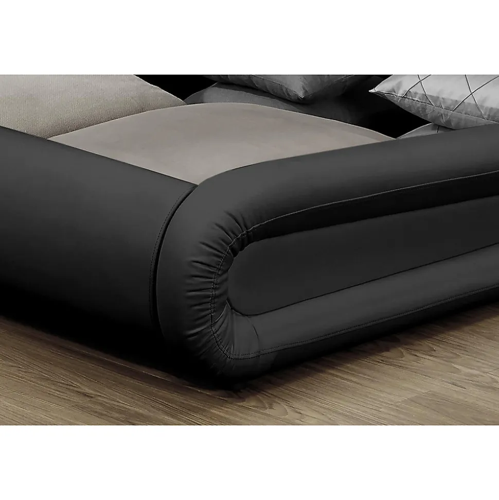 Lit coffre avec LED 140 x 190 cm noir - PORTLAND