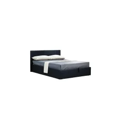 Lit coffre avec sommier CANEL 160x200 en simili cuir, coloris noir