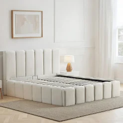 Lit coffre beige Madeleine 180x200 cm