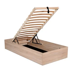 Lit coffre BILBAO 90x200 cm + sommier / Décor chêne blanchi