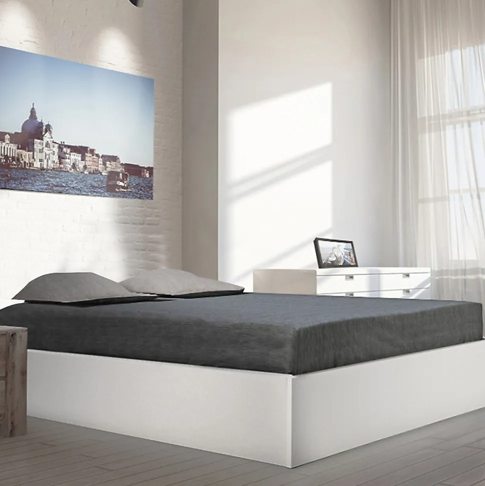 Lit coffre BILBAO 140x190 cm + sommier / blanc