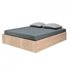 Lit coffre BILBAO 140x190 cm + sommier / Décor chêne blanchi