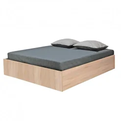 Lit coffre BILBAO 160x200 cm + sommier / Décor chêne blanchi