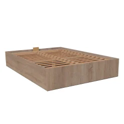 Lit coffre BILBAO 160x200 cm + sommier / Décor chêne blanchi