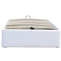 Lit coffre blanc 90x200 cm - 12 lattes - montage rapide - - design moderne - confort optimal