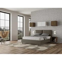 Lit coffre capitonné Antea 160x200 simili cuir cappuccino