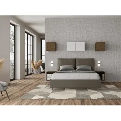 Lit coffre capitonné Antea 160x200 simili cuir cappuccino