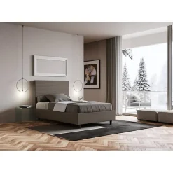 Lit coffre capitonné Focus simili cuir cappuccino 140x190