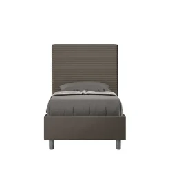 Lit coffre capitonné Focus simili cuir cappuccino 80x190