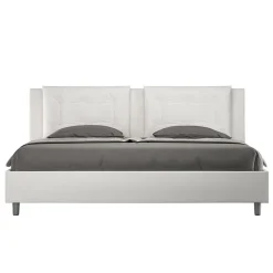 Lit coffre capitonné simili cuir blanc Annalisa 180x200