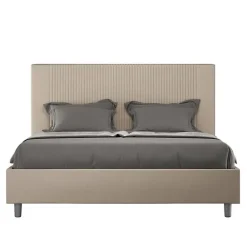 Lit coffre capitonné 160x210 Goya simili cuir gris tourterelle