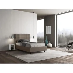 Lit coffre capitonné 120x200 Sunny simili cuir cappuccino