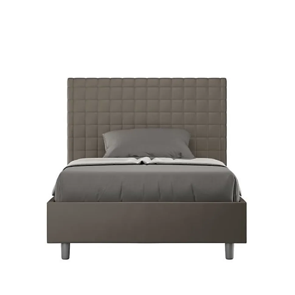 Lit coffre capitonné 120x200 Sunny simili cuir cappuccino