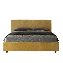 Lit coffre capitonné 160x200 tissu Era 06 jaune Arla