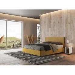 Lit coffre capitonné 160x200 tissu Era 06 jaune Arla