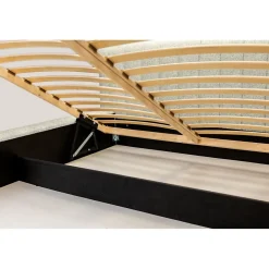 Lit coffre CERVIN Taupe sablé bouclé 180x200 cm Sommier relevable Design haut de gamme