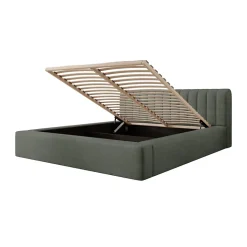 Lit coffre CERVIN Velours doux Sauge Nocturne 180x200 cm Sommier relevable Design élégant