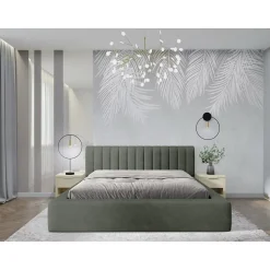 Lit coffre CERVIN Velours doux Sauge Nocturne 180x200 cm Sommier relevable Design élégant