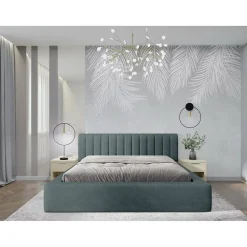 Lit coffre CERVIN Velours doux Nuit émeraude 140x200 cm Sommier relevable Design élégant