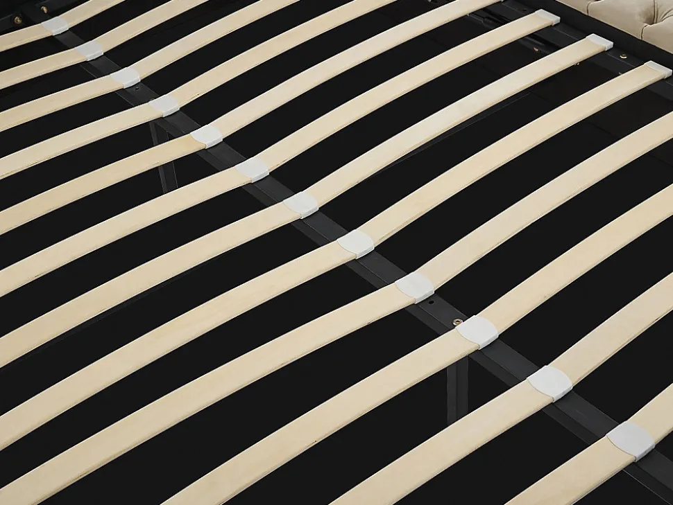 Lit coffre chesterfield 160 x 200 cm - Velours - Taupe + Matelas - DULENI