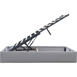 Lit coffre dehoussable 180x200 cm gris - montage rapide - entretien facile - confort optimal - - style moderne