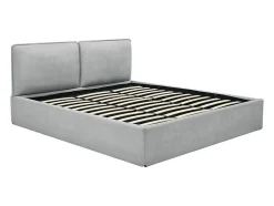 Lit coffre déhoussable 180 x 200 cm - Tissu - Gris clair + Matelas - TENESE