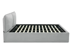 Lit coffre déhoussable 180 x 200 cm - Tissu - Gris clair + Matelas - TENESE