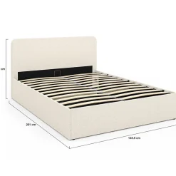 Lit coffre double BRADFORD avec tête de lit et sommier 140 x 190 cm tissu bouclette
